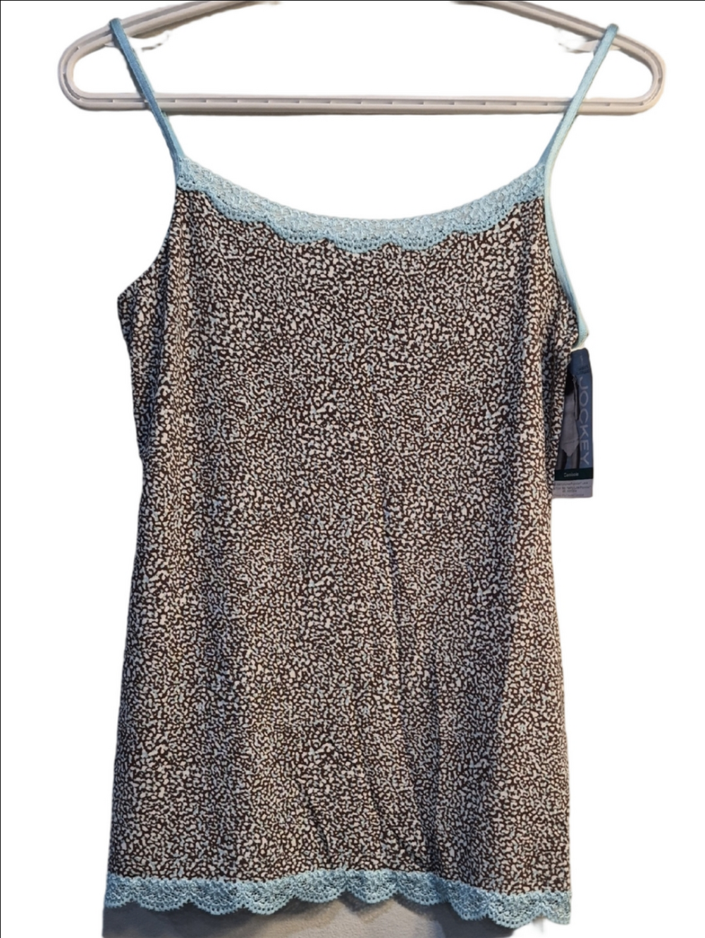 Jockey Brown Microprint Camisole with Light Blue Lace